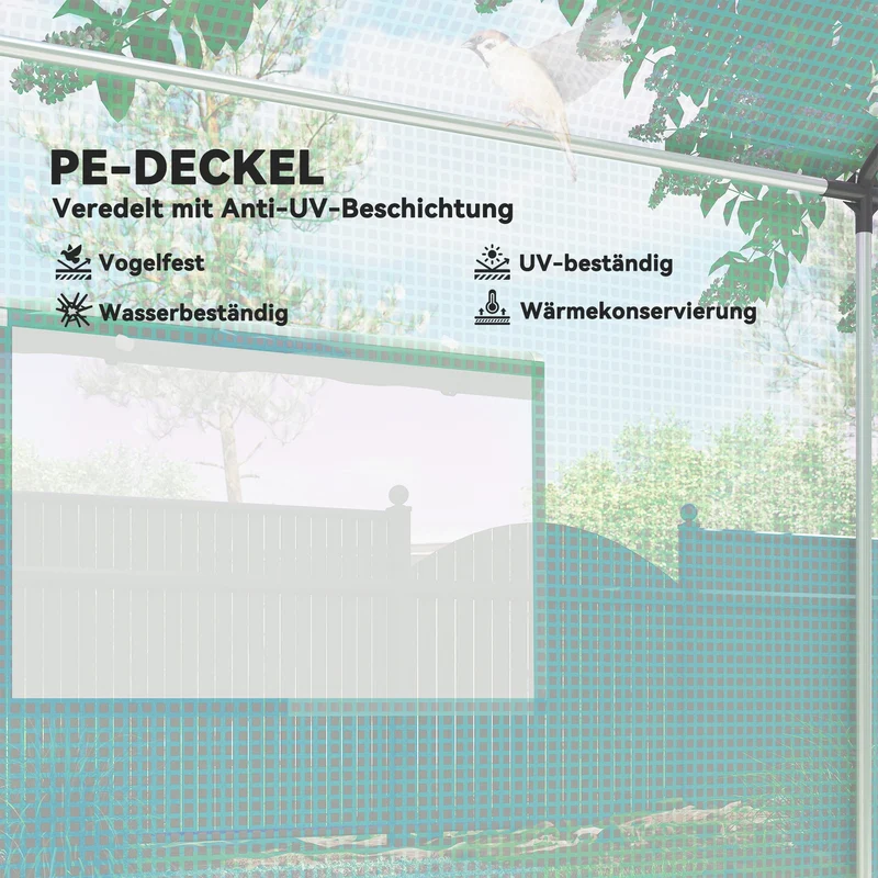 Foliengewächshaus 2x3x2m Gewölbt Treibhaus Rollfenster UV-Schutz
