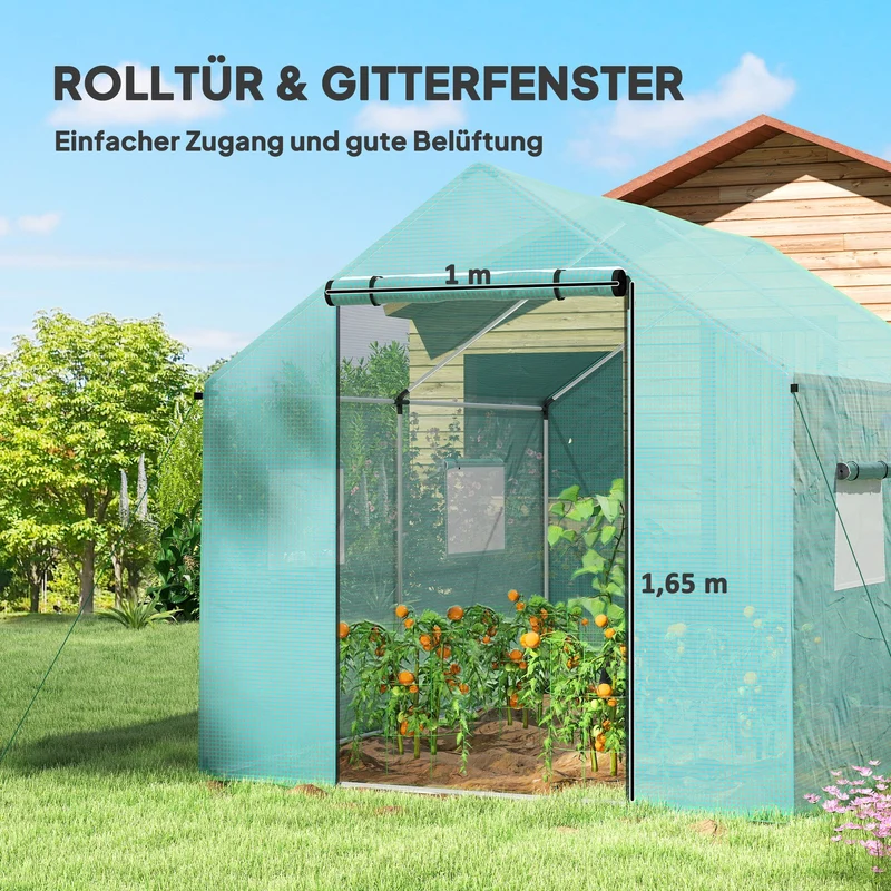 Foliengewächshaus 2x3x2m Gewölbt Treibhaus Rollfenster UV-Schutz