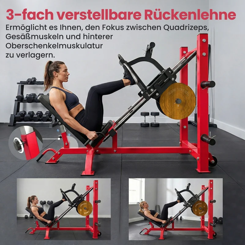 Beinpresse Verstellbar Rollen Beinverlängerung Wadenheben Stahl 455kg