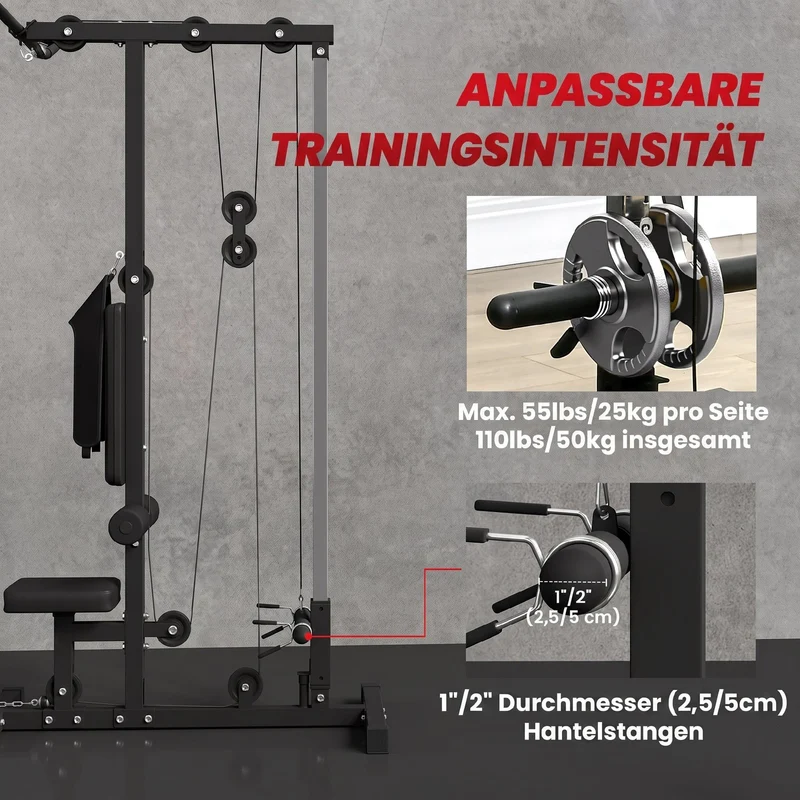 Kraftstation Latzugturm Kabelzugstation Ruderzug Fitnessgerät Heimtraining