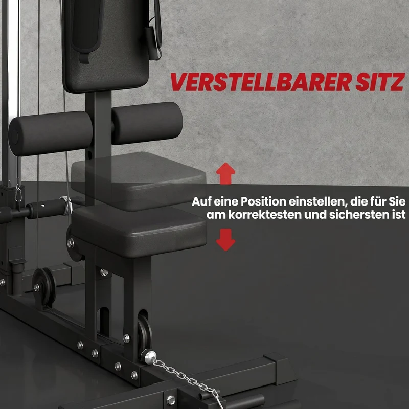Kraftstation Latzugturm Kabelzugstation Ruderzug Fitnessgerät Heimtraining