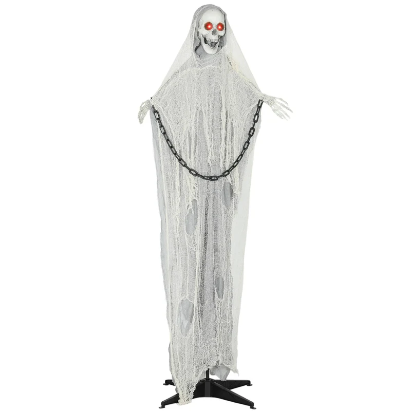 Sensenmann Halloween Deko 183cm Gruselfigur LED Augen Animatronic