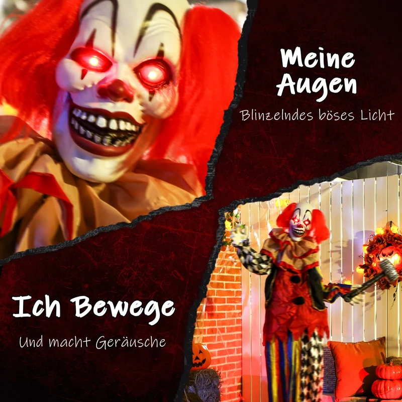 173cm Animatronik Halloween Leuchtaugen Sound Bewegung Deko