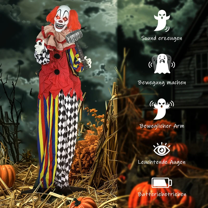 173cm Animatronik Halloween Leuchtaugen Sound Bewegung Deko