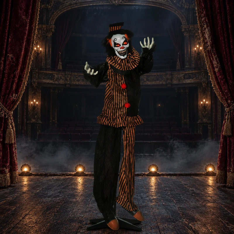 153cm Animatronic Halloween Horror Clown Gruselfigur Deko Sound Licht Effekte