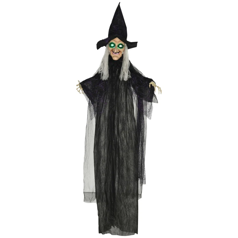 Halloween Hexe Dekoration Bewegungssensor Sound LED Lichter Figur