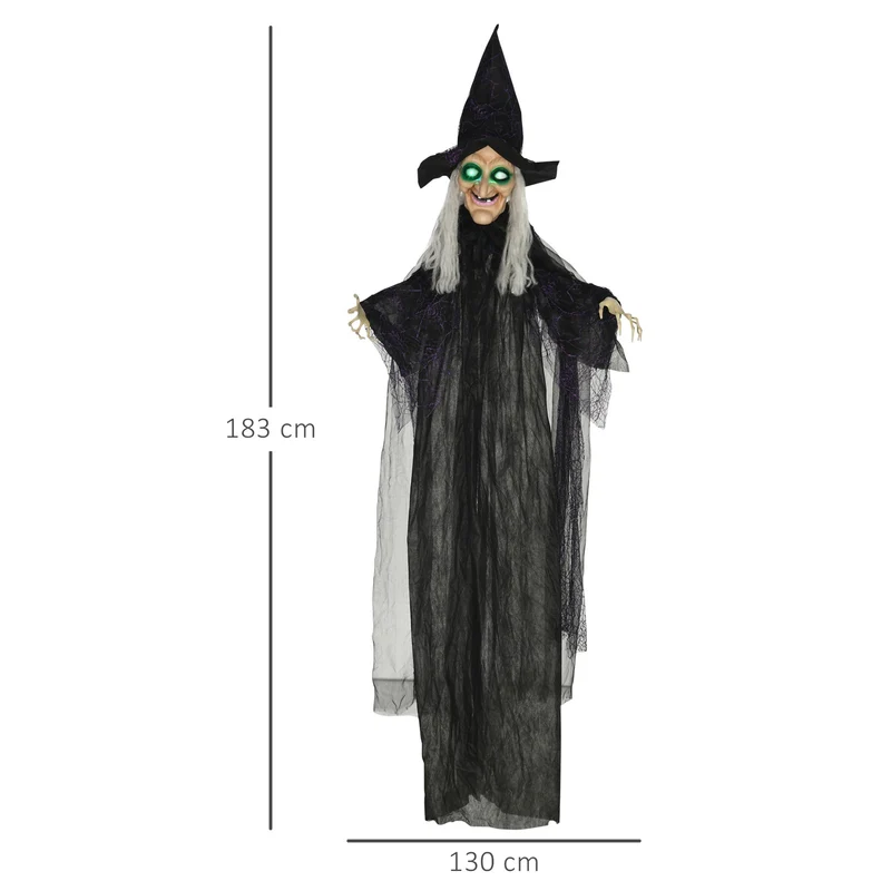 Halloween Hexe Dekoration Bewegungssensor Sound LED Lichter Figur