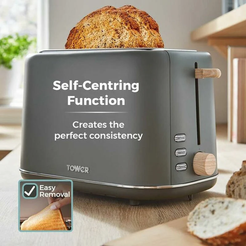 Tower Scandi 800W 2 Slice Toaster - Grau | T20027G
