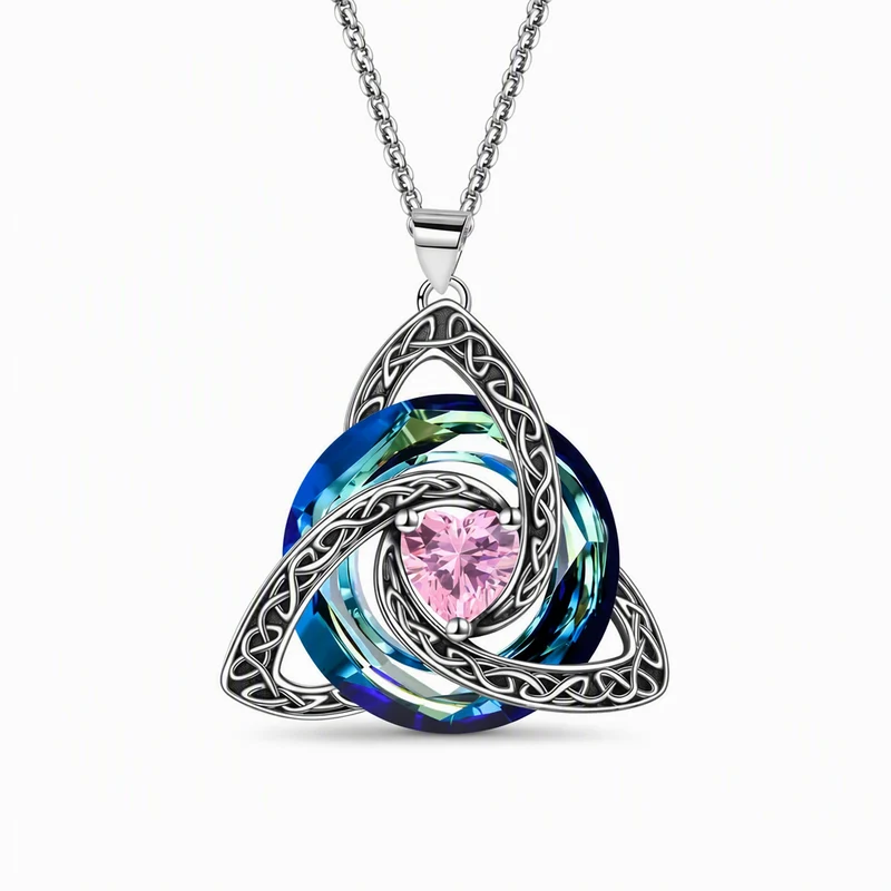 💜50% RABATT✨Keltische Knoten-Halskette mit Monatsstein und Herzanhänger, elegantes Geschenk für Frauen💫