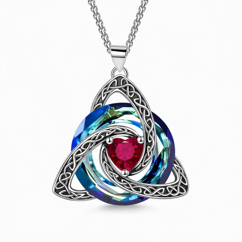 💜50% RABATT✨Keltische Knoten-Halskette mit Monatsstein und Herzanhänger, elegantes Geschenk für Frauen💫
