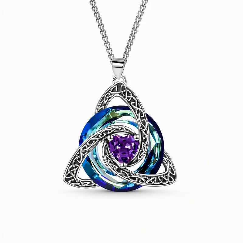 💜50% RABATT✨Keltische Knoten-Halskette mit Monatsstein und Herzanhänger, elegantes Geschenk für Frauen💫