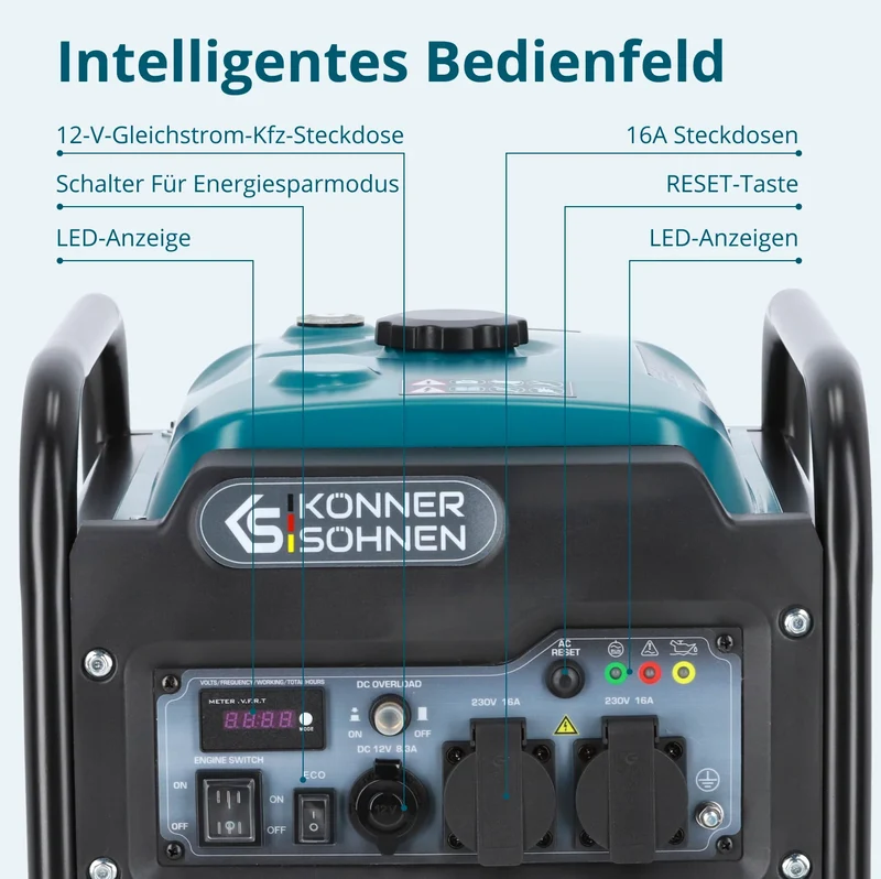 "Könner & Söhnen" Inverter-Generator KS 3300i - 3kW Nennleistung - Benzinmotor - 230V