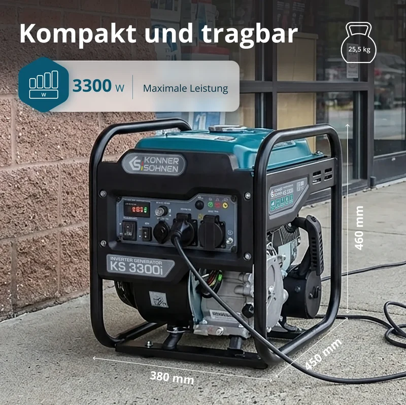 "Könner & Söhnen" Inverter-Generator KS 3300i - 3kW Nennleistung - Benzinmotor - 230V