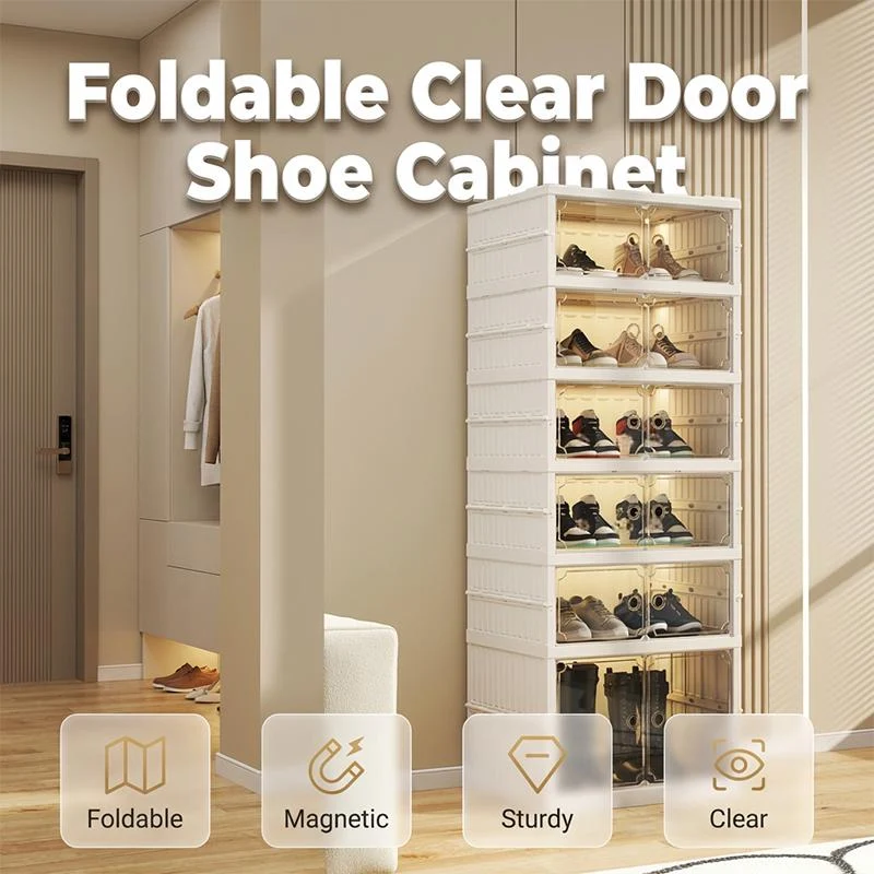 🥾50% OFF !!!⏰Foldable Installation-Free Shoe Cabinet with Clear Doors