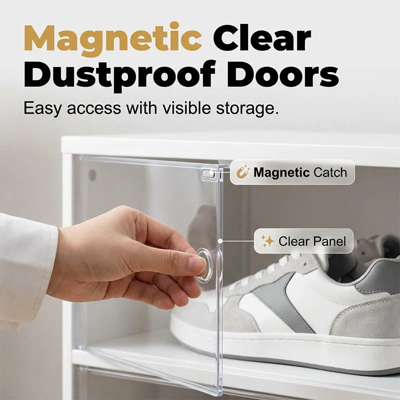 🥾50% OFF !!!⏰Foldable Installation-Free Shoe Cabinet with Clear Doors