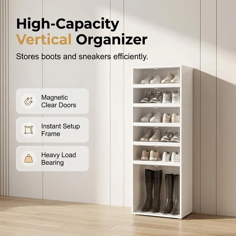 🥾50% OFF !!!⏰Foldable Installation-Free Shoe Cabinet with Clear Doors