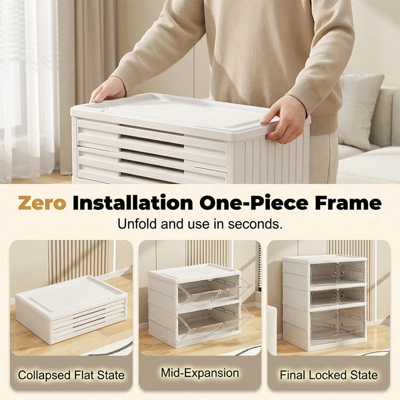 🥾50% OFF !!!⏰Foldable Installation-Free Shoe Cabinet with Clear Doors
