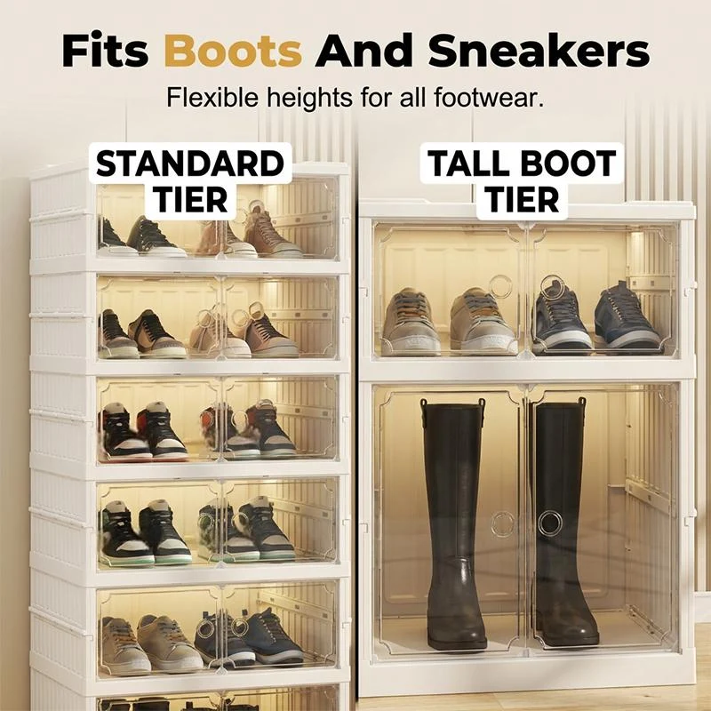 🥾50% OFF !!!⏰Foldable Installation-Free Shoe Cabinet with Clear Doors