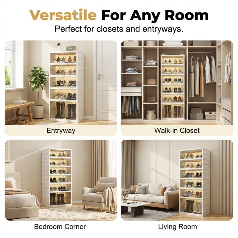 🥾50% OFF !!!⏰Foldable Installation-Free Shoe Cabinet with Clear Doors