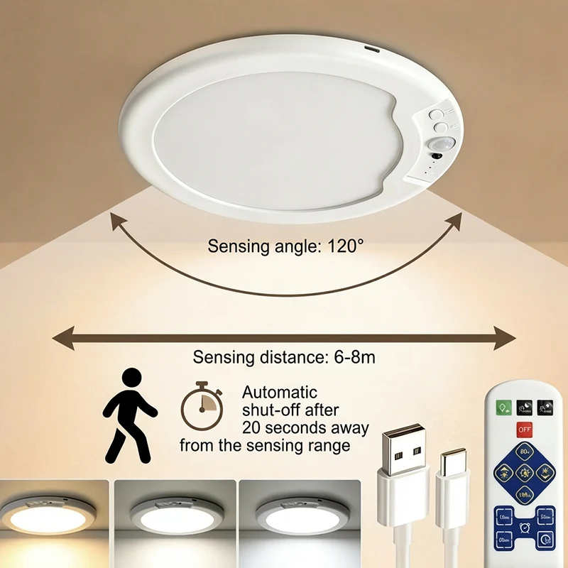 💎50% Rabatt✨Wiederaufladbare LED-Deckenleuchte mit Bewegungssensor💡⚡Licht per Sprachbefehl – Schluss mit dem lästigen Drücken von Schaltern🔌