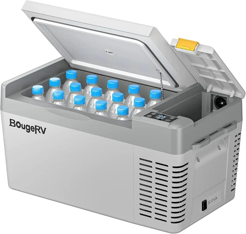 Elektrische Kühlbox, 20 L, BougeRV, Auto, mobile Kühlbox, Grau, -22°C~10°C, BougeRV CRPRO Kompressor Kühlbox 20L