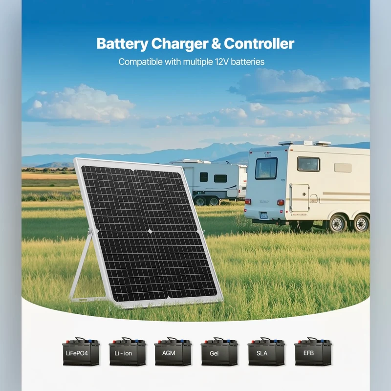 12V Monokristallines Solarpanel 30W Laderegler Batterieladegerät