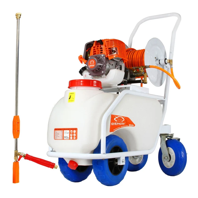 Benzin Drucksprueher 50L 4-Takt Motor 30m Schlauchwagen Gartenspritze