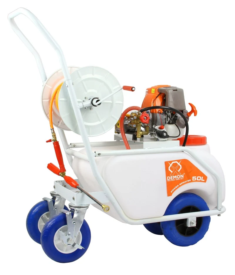 Benzin Drucksprueher 50L 4-Takt Motor 30m Schlauchwagen Gartenspritze