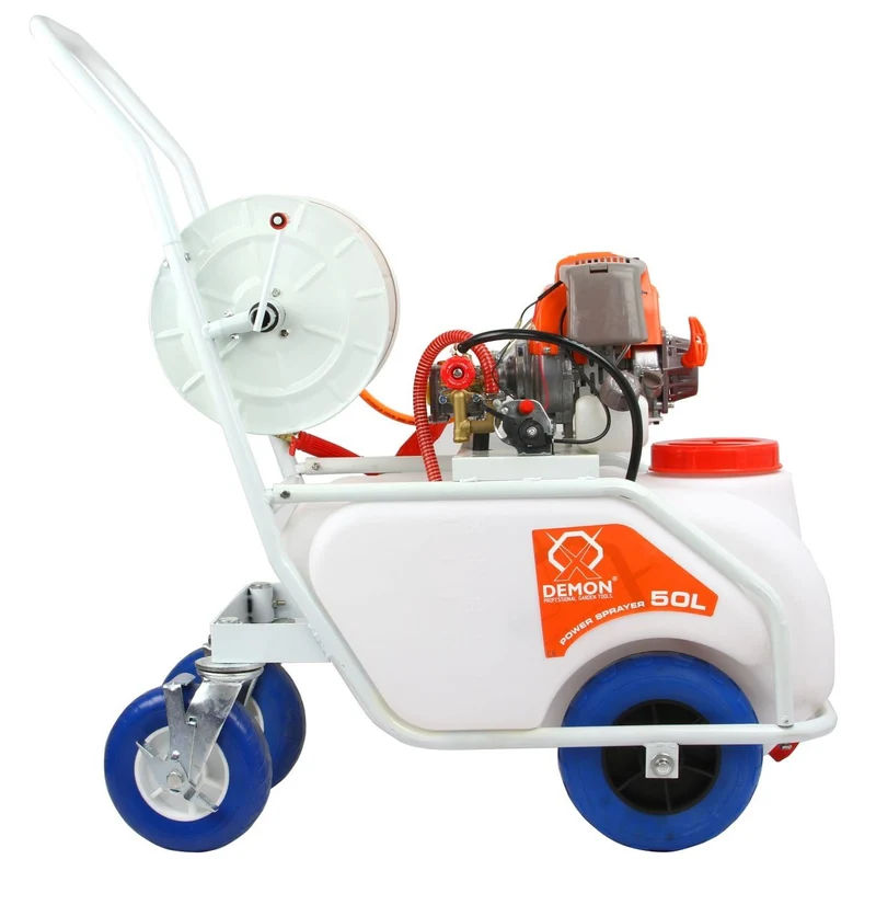 Benzin Drucksprueher 50L 4-Takt Motor 30m Schlauchwagen Gartenspritze