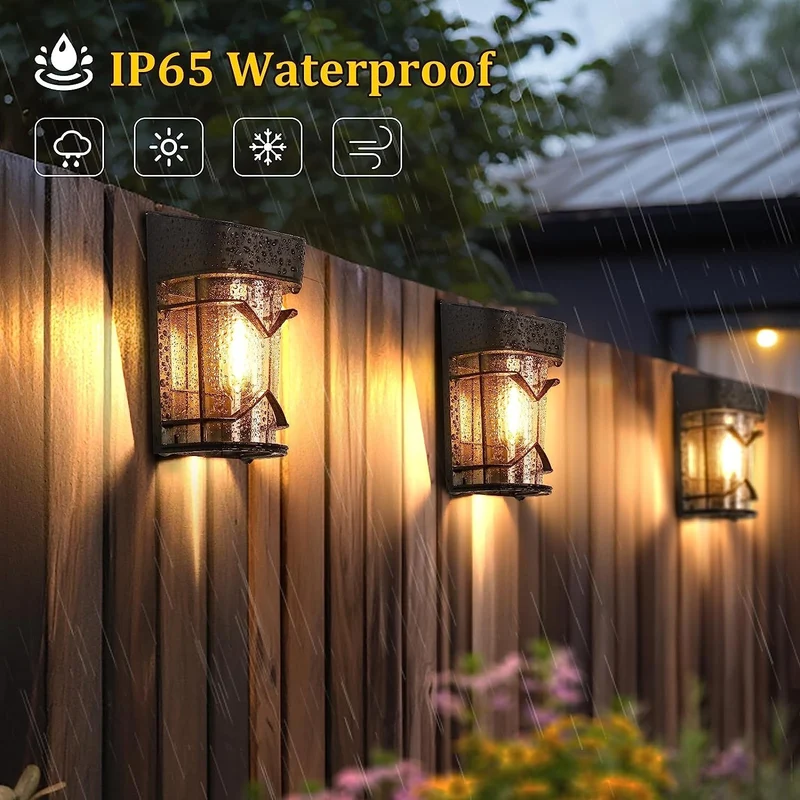 4x LED Solarleuchten Außen Wandlampe Gartenlampe Beleuchtung