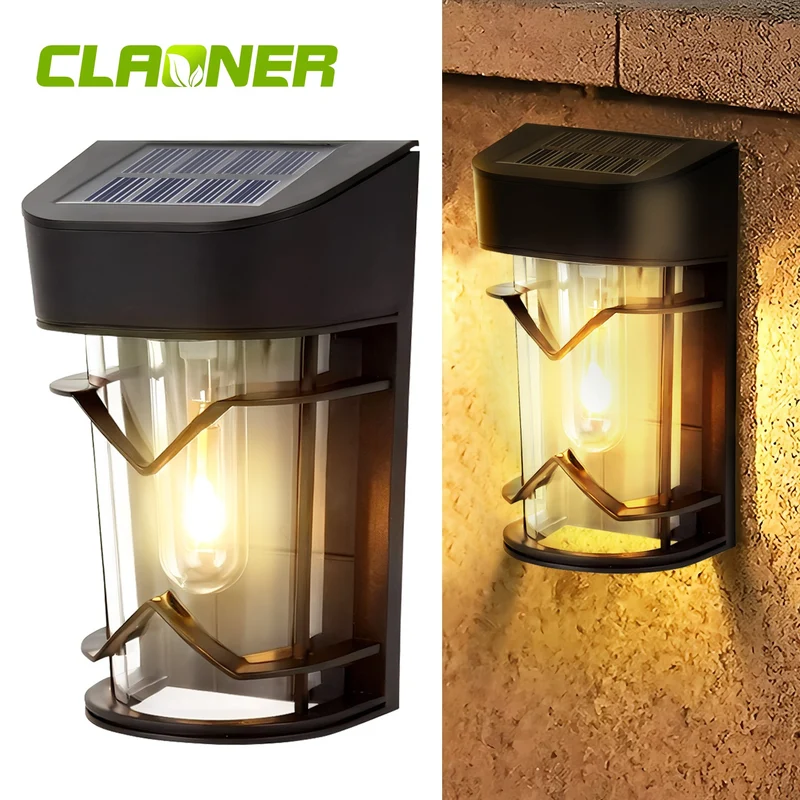 4x LED Solarleuchten Außen Wandlampe Gartenlampe Beleuchtung