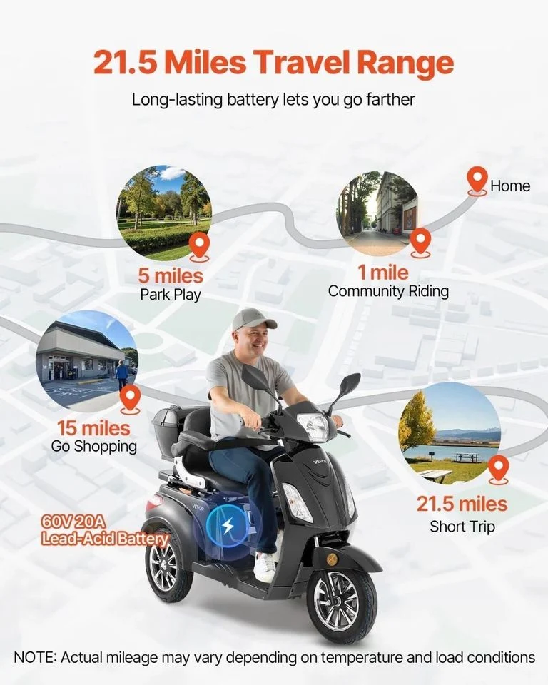 Elektromobil Seniorenmobil Dreirad 1000W 60V 35km Reichweite