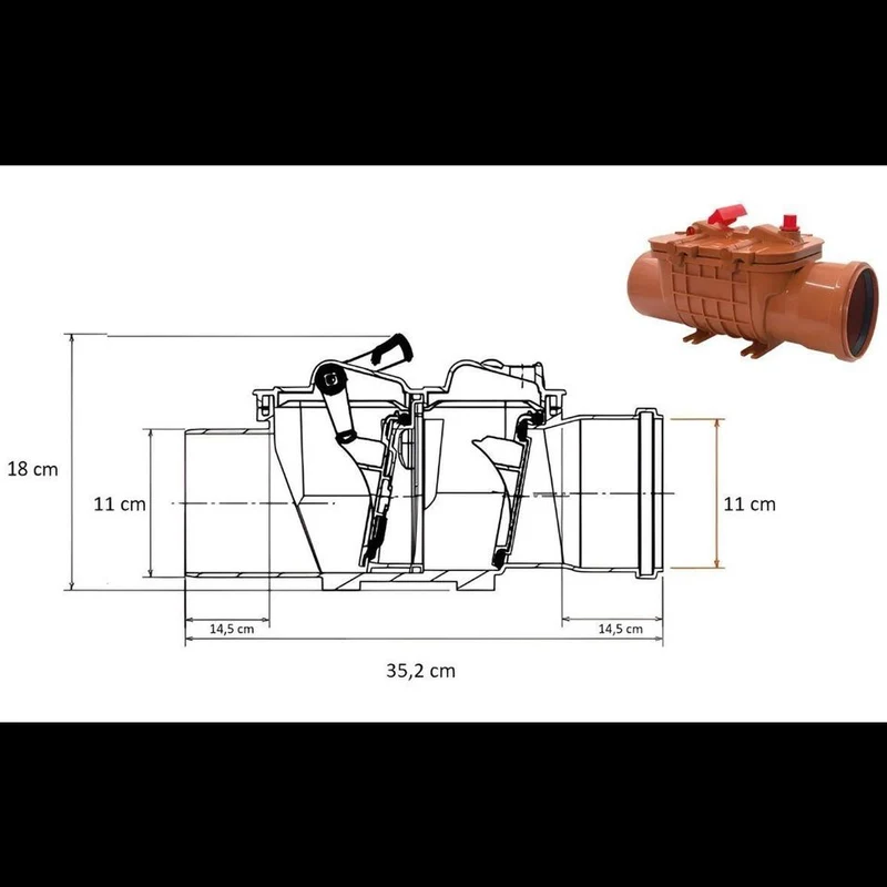 Rückstauklappe Doppelt 110mm DN110 HT KG Rohr Abwasser Rückstausicherung