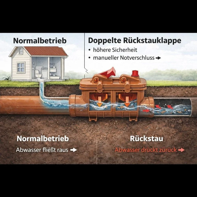 Rückstauklappe Doppelt 110mm DN110 HT KG Rohr Abwasser Rückstausicherung