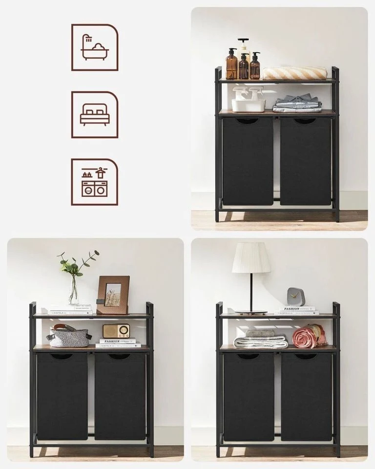 Wäschekorb 2x46L Wäschesammler Wäschebox Wäschetrenner Sortierkorb