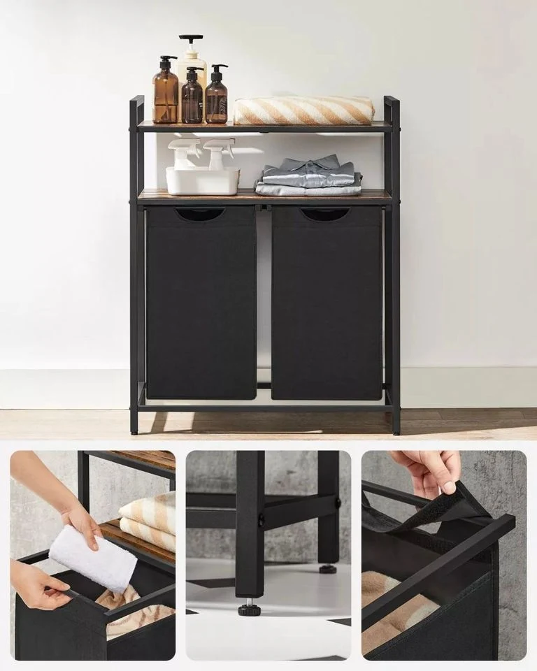 Wäschekorb 2x46L Wäschesammler Wäschebox Wäschetrenner Sortierkorb