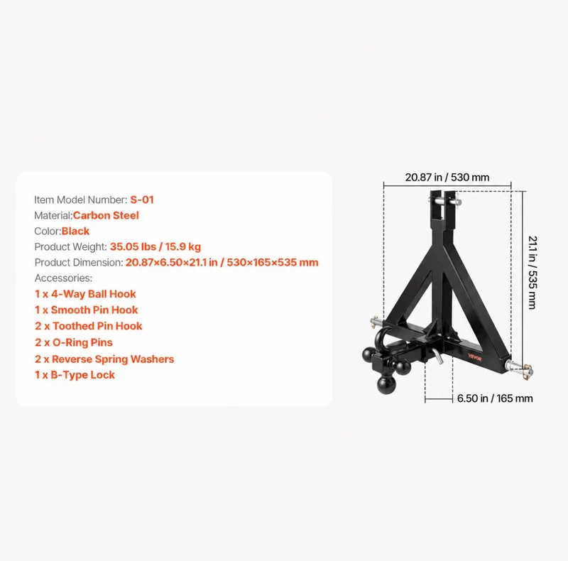 Dreipunkt Anhängerkupplung Traktor Dreipunktaufnahme Adapter
