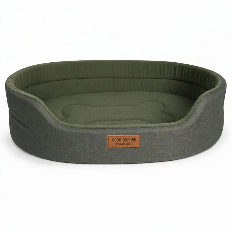 ✨50% RABATT NU! !✨Abnehmbares ovales Haustierbett aus Polar-Fleece und Oxford-Stoff mit feuchtigkeitsabweisender, rutschfester Unterseite und Schwammkissen für Hunde und Katzen