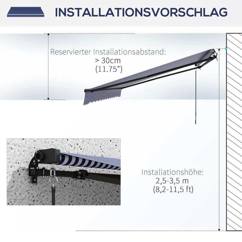 Gelenkarmmarkise Markise Handkurbel 400x300cm Sonnenmarkise
