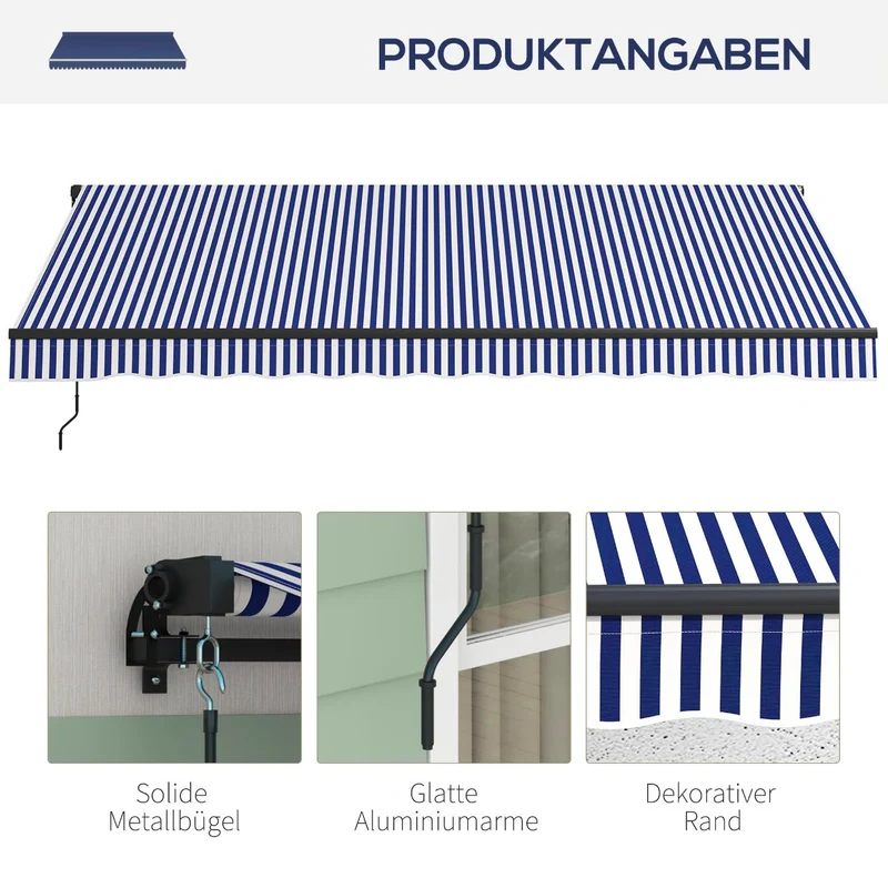 Gelenkarmmarkise Markise Handkurbel 400x300cm Sonnenmarkise