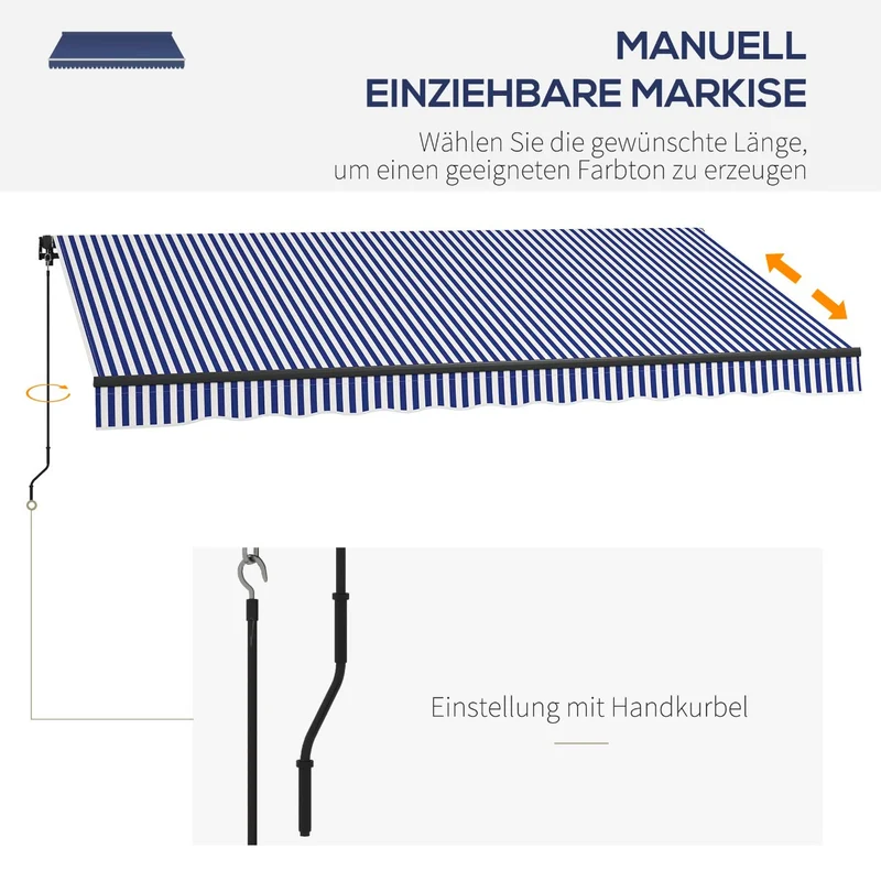 Gelenkarmmarkise Markise Handkurbel 400x300cm Sonnenmarkise