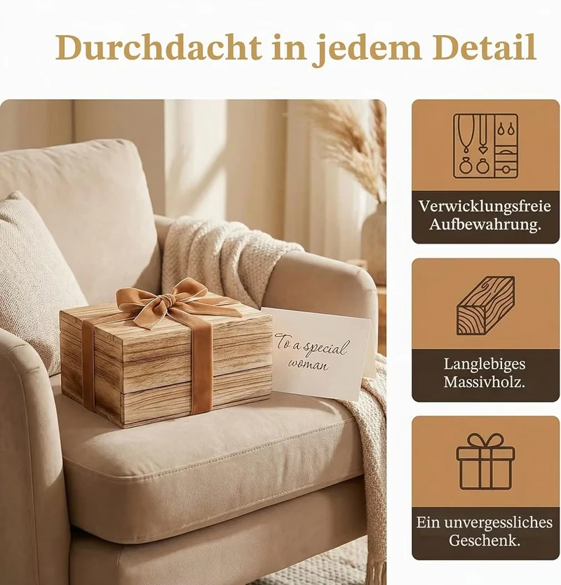 Vintage Holz Schmuckschatulle Aufbewahrungsbox Schatulle