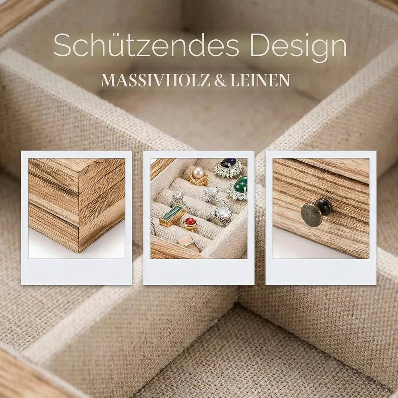 Vintage Holz Schmuckschatulle Aufbewahrungsbox Schatulle