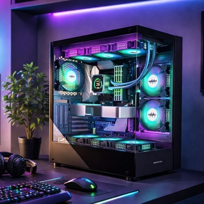 PC Gehäuse Gaming Tower ATX ARGB Lüfter Glas