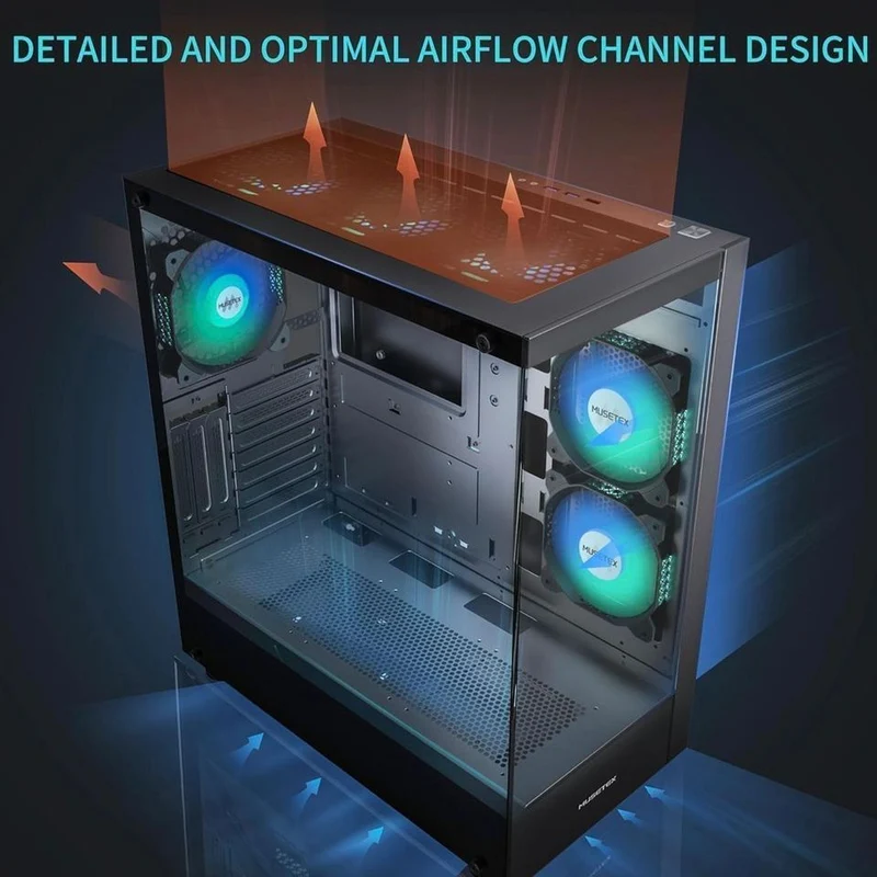 PC Gehäuse Gaming Tower ATX ARGB Lüfter Glas