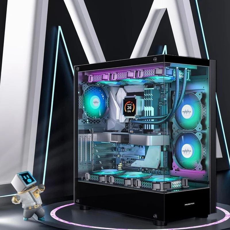 PC Gehäuse Gaming Tower ATX ARGB Lüfter Glas