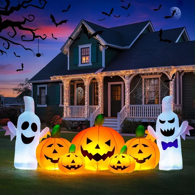 Halloween Aufblasbare Dachdekoration Hexe Katze XXL 244cm Gebläse
