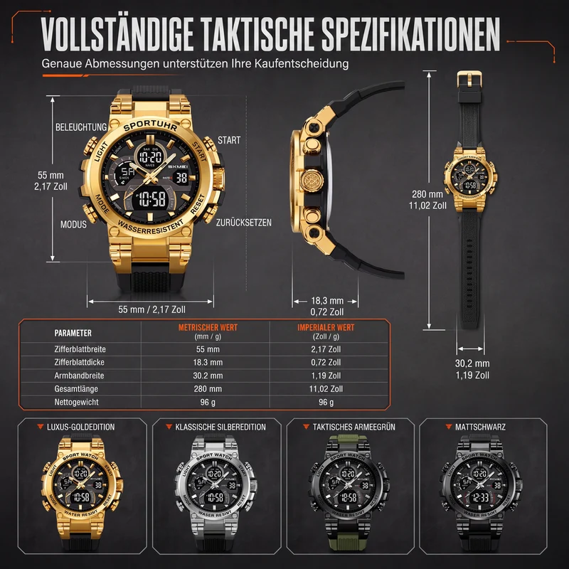 📢📢50% RABATT !!⏰Taktische Digital-Sportuhr im Stil 50M, wasserdicht und multifunktional