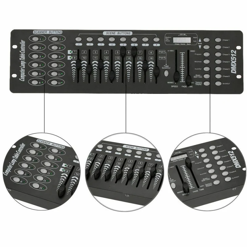 192 Kanäle DMX512 Controller Konsole 240 Szenen Lichtpult Bühnenlicht