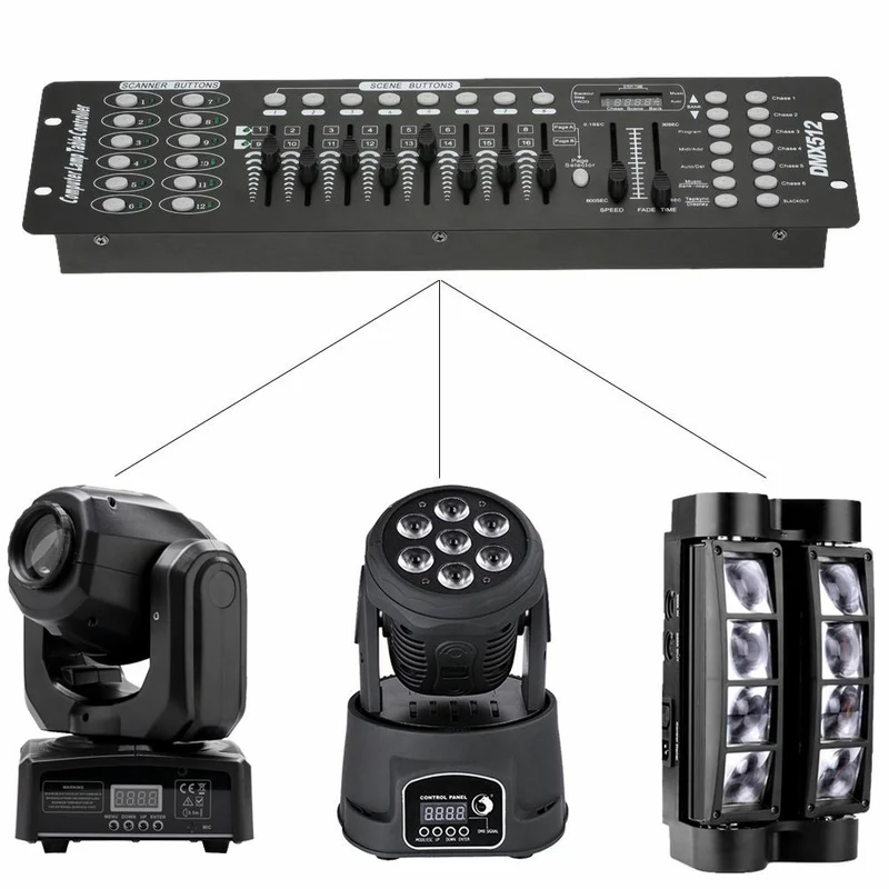 192 Kanäle DMX512 Controller Konsole 240 Szenen Lichtpult Bühnenlicht